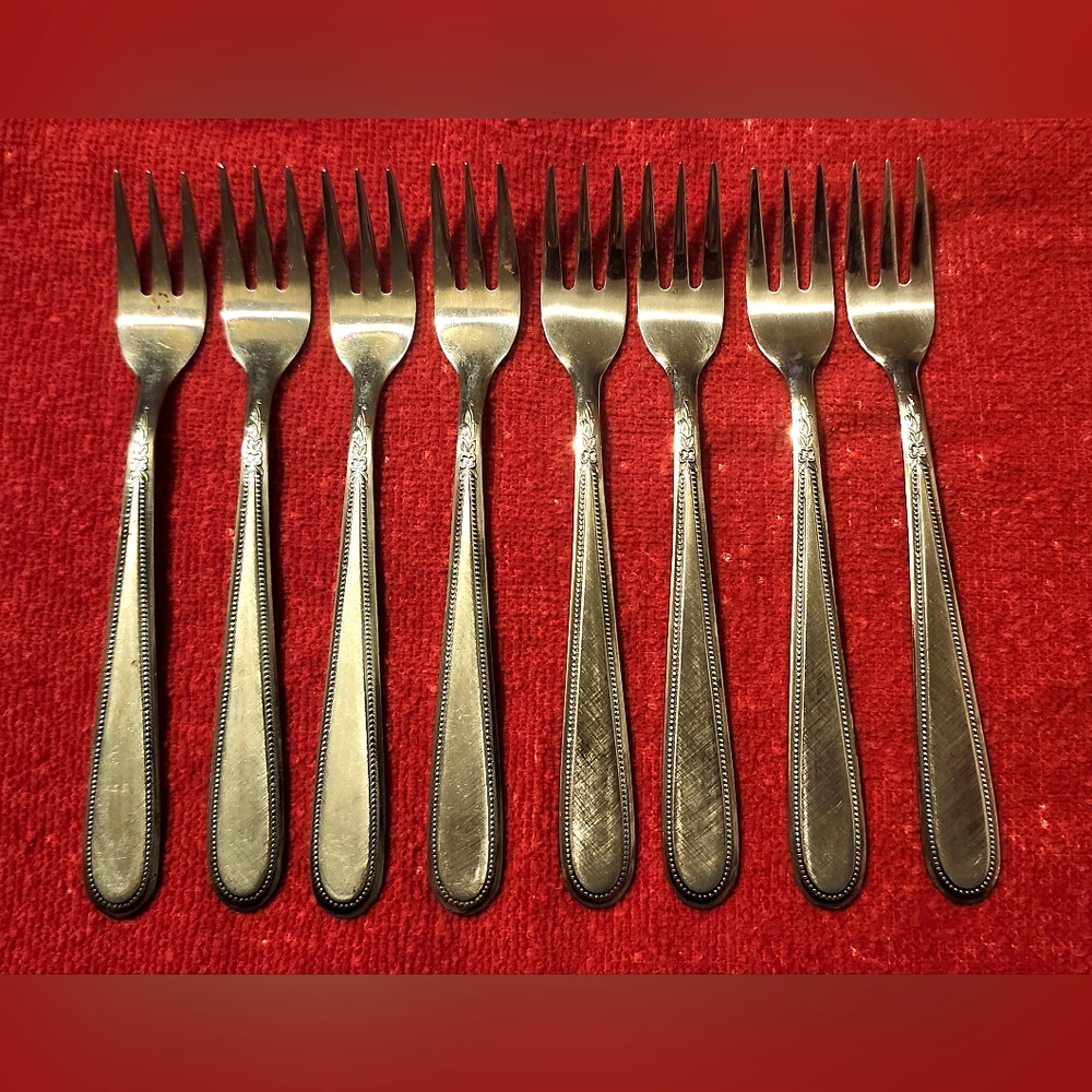 Rogers Stainless Steel "Beaded Elegance" Cocktail Forks